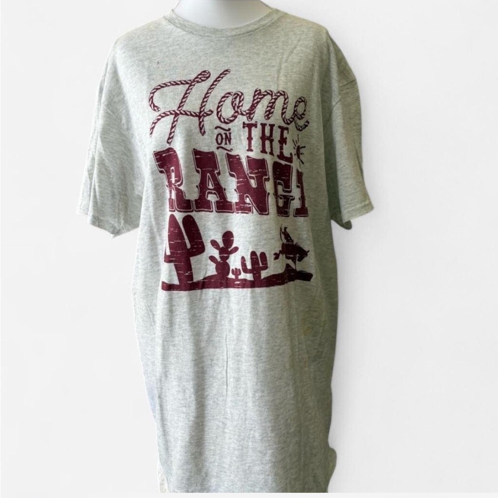 Gray Graphic Tee with Red Print
